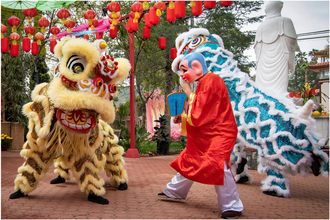 A traditional lion dance performance during Vietnam’s Mid-Autumn Festival.