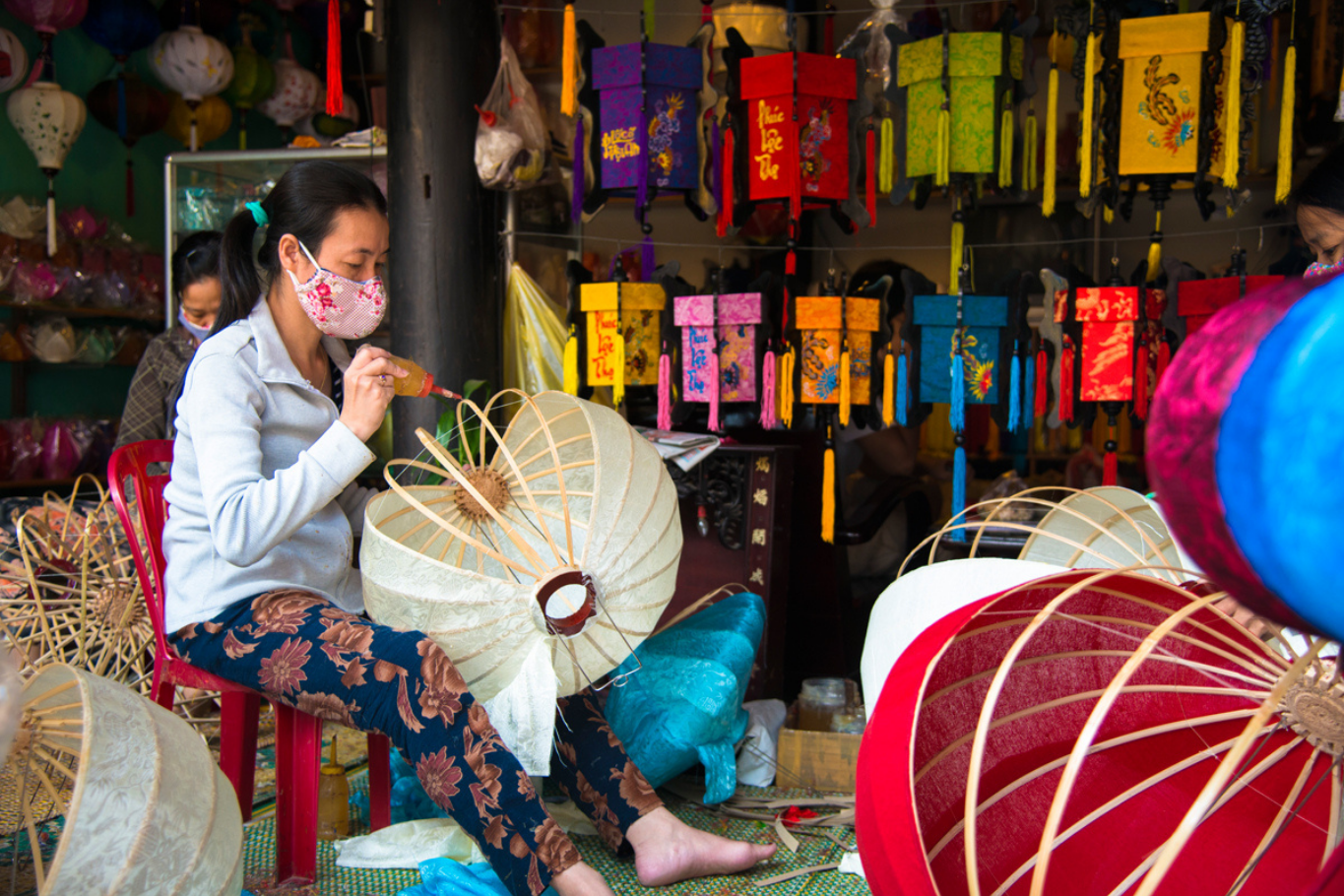 Traditional lantern making in Hoi An Ancient Town 