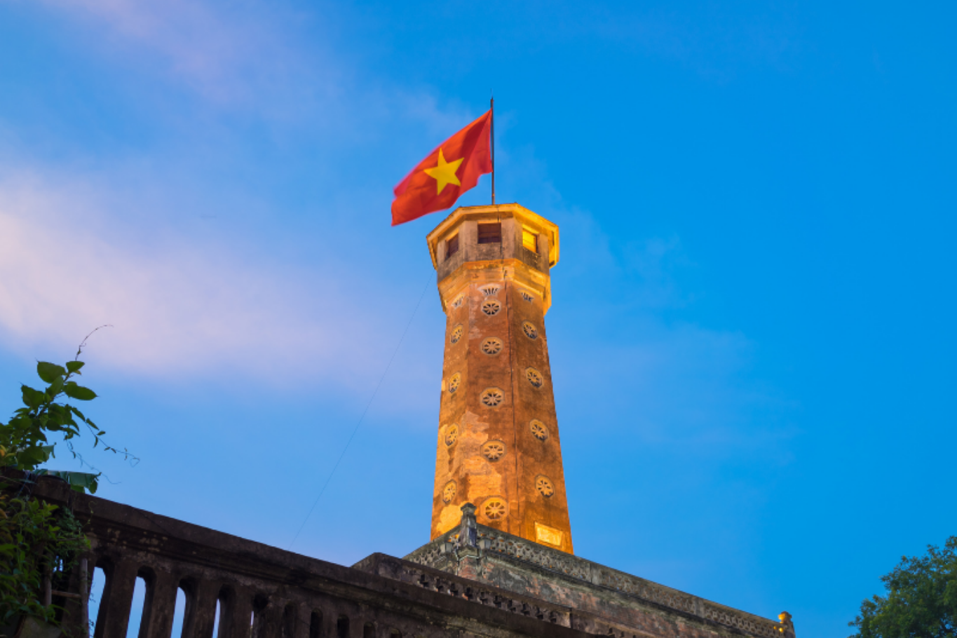Historic Hanoi Flag Tower monument 