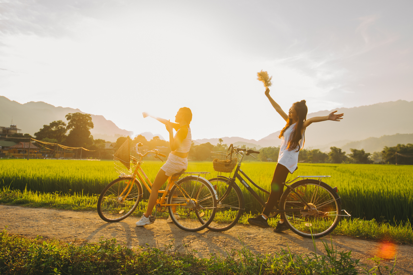 Cycling in Mai Chau during private family travel